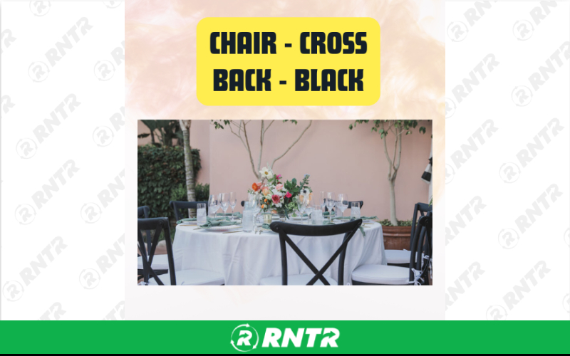 Generic Cross Back Chair - Black Event Dining Chair – For rent in san-marcos, california – aras party rentals | RNTR.com – Image 1