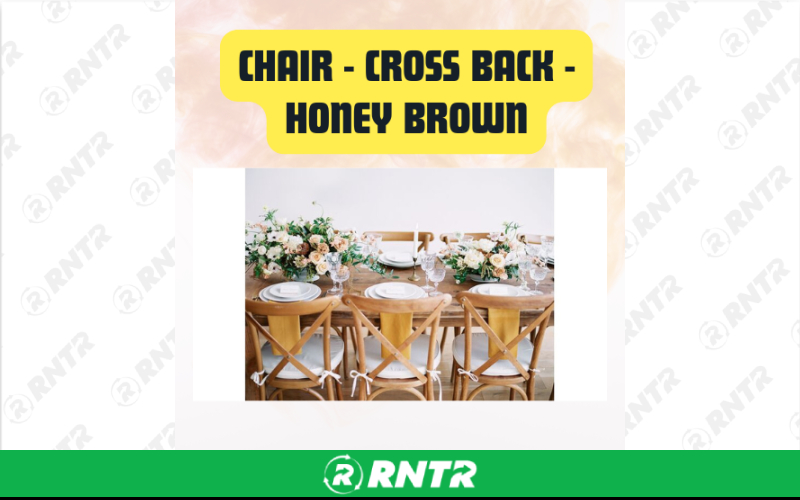 Generic Cross Back Chair - Honey Brown - Rustic Wooden Event & Wedding Chair – For rent in san-marcos, california – aras party rentals | RNTR.com – Image 1