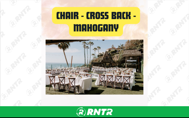 Generic Cross Back Chair Mahogany - Elegant Wooden Dining & Event Seating – For rent in San Marcos, California – aras party rentals | RNTR.com – Image 2 of 3
