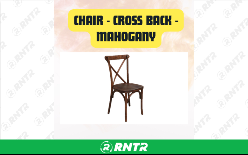 Generic Cross Back Chair Mahogany - Elegant Wooden Dining & Event Seating – For rent in San Marcos, California – aras party rentals | RNTR.com – Image 3 of 3