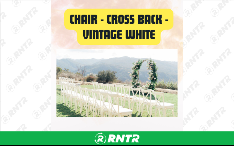 Generic Cross Back Chair - Vintage White Event & Dining Chair – For rent in san-marcos, california – aras party rentals | RNTR.com – Image 1
