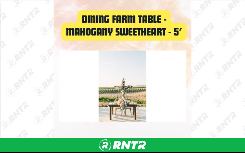 Generic Dining Farm Table Sweetheart | Rectangular Wooden Event Table 5ft – For rent in san-marcos, california – aras party rentals | RNTR.com – Image 1