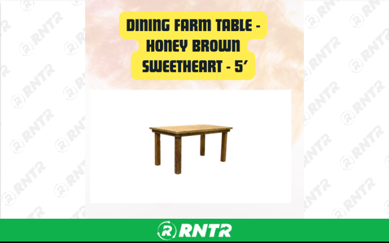 Generic Dining Farm Table Sweetheart | Rectangular Wooden Event Table 5ft – For rent in San Marcos, California – aras party rentals | RNTR.com – Image 2 of 3