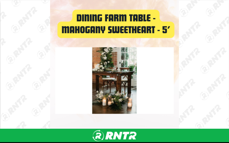 Generic Dining Farm Table Sweetheart | Rectangular Wooden Event Table 5ft – For rent in San Marcos, California – aras party rentals | RNTR.com – Image 3 of 3