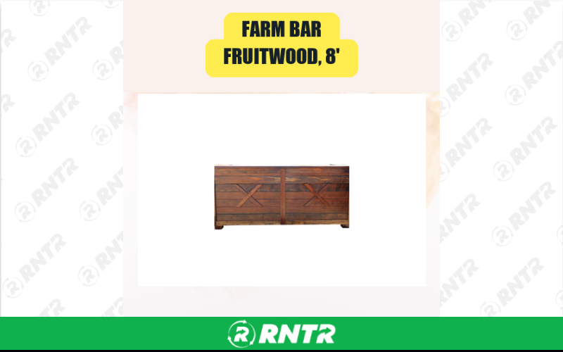 Generic Farm Bar -  Fruitwood -  8' – For rent in san-marcos, california – aras party rentals | RNTR.com – Image 1