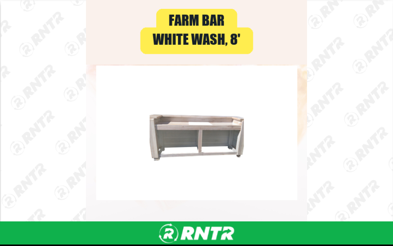 Generic Farm Bar -  White Wash -  8' – For rent in san-marcos, california – aras party rentals | RNTR.com – Image 1