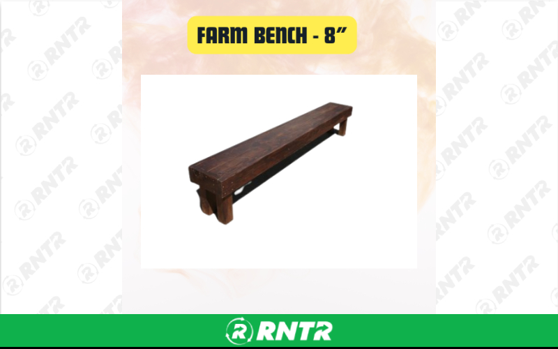 Generic Farm Bench - Rustic Fruitwood Wooden Dining Bench – For rent in san-marcos, california – aras party rentals | RNTR.com – Image 1