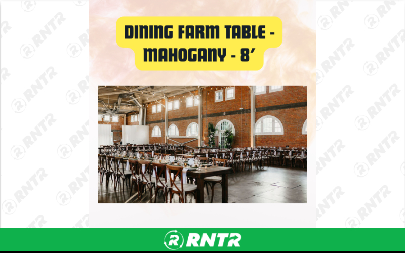Generic Farm Dining Table - Seats 8-10 Guests 8' – For rent in San Marcos, California – aras party rentals | RNTR.com – Image 2 of 3