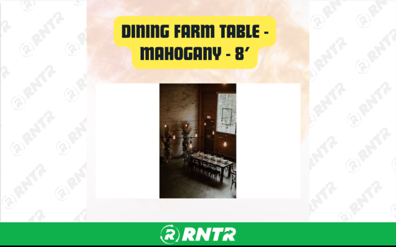 Generic Farm Dining Table - Seats 8-10 Guests 8' – For rent in San Marcos, California – aras party rentals | RNTR.com – Image 3 of 3