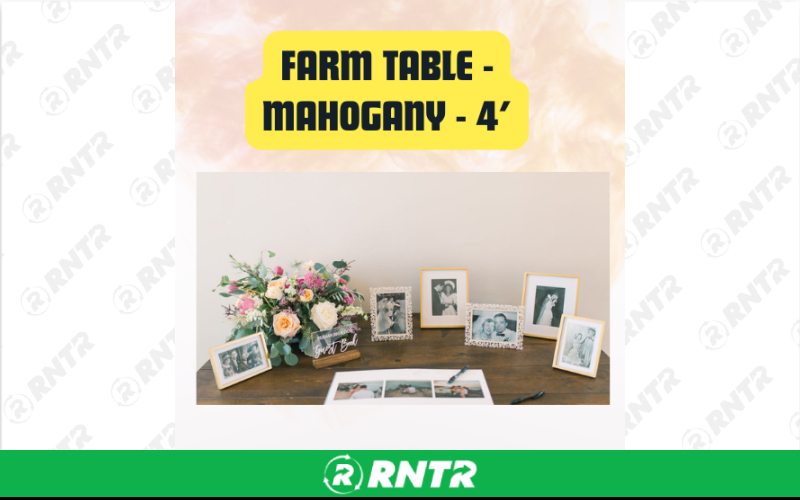 Generic Farm Table - Rustic Wooden Welcome & Gift Table 4 ft – For rent in san-marcos, california – aras party rentals | RNTR.com – Image 1