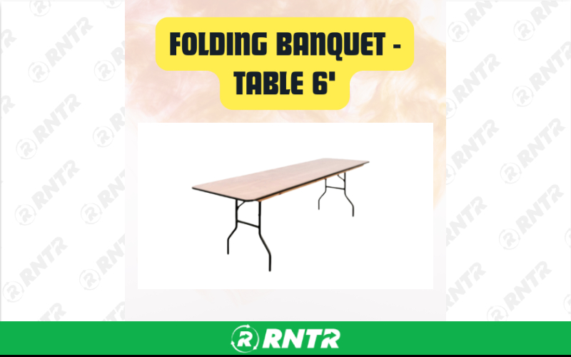 Generic Folding Banquet Table Rectangle - 6 – For rent in San Marcos, California – aras party rentals | RNTR.com – Image 2 of 3