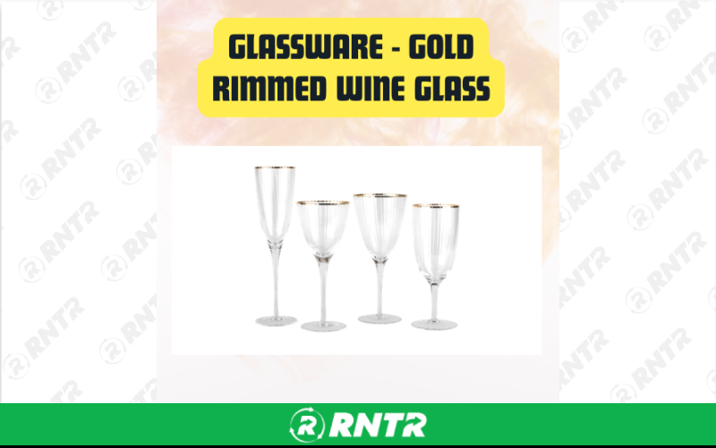 Generic Glassware Gold Rimmed Wine Glass – For rent in san-marcos, california – aras party rentals | RNTR.com – Image 1