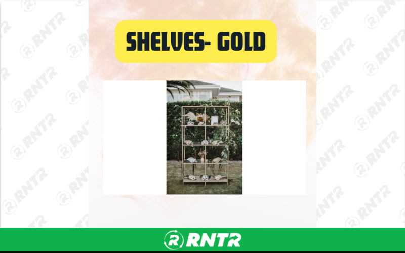 Generic Gold Glass Display Shelf Stand - Elegant Event & Wedding Display Shelves – For rent in San Marcos, California – aras party rentals | RNTR.com – Image 3 of 3