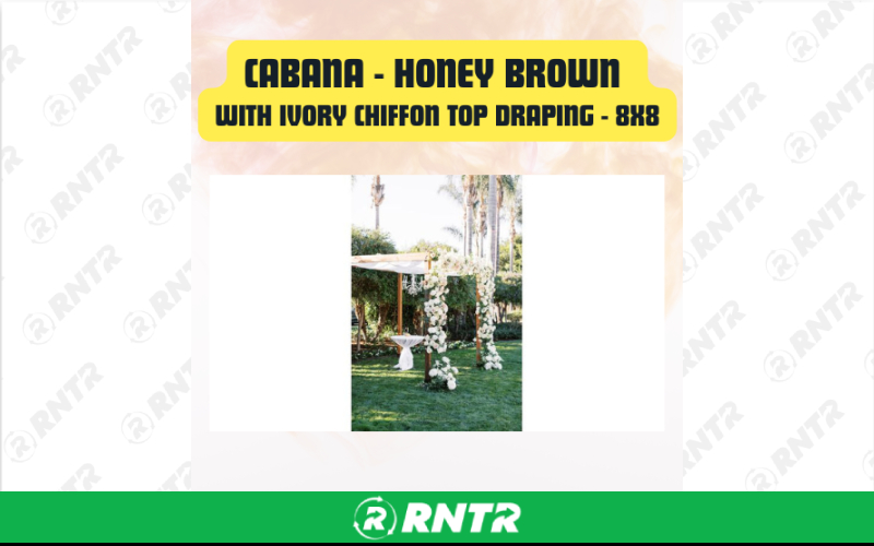 Generic Honey Brown Cabana with Ivory Chiffon Top Draping - 8x8 – For rent in san-marcos, california – aras party rentals | RNTR.com – Image 1