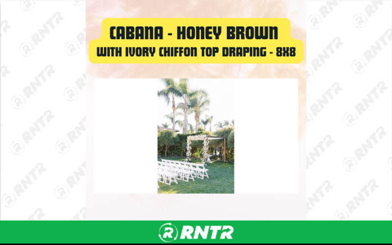 Generic Honey Brown Cabana with Ivory Chiffon Top Draping - 8x8 – For rent in San Marcos, California – aras party rentals | RNTR.com – Image 2 of 3