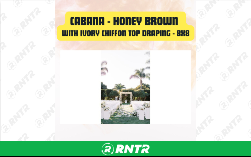 Generic Honey Brown Cabana with Ivory Chiffon Top Draping - 8x8 – For rent in San Marcos, California – aras party rentals | RNTR.com – Image 3 of 3