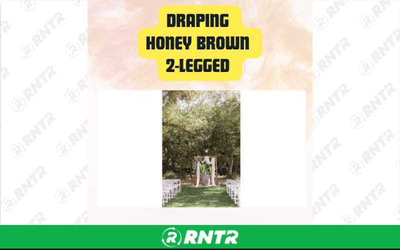 Generic Honey Brown Classic 2-Legged Arch with Ivory Chiffon Draping 8ftH x 6ftW – For rent in san-marcos, california – aras party rentals | RNTR.com – Image 1