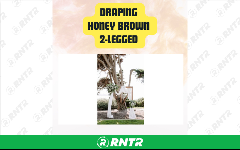 Generic Honey Brown Classic 2-Legged Arch with Ivory Chiffon Draping 8ftH x 6ftW – For rent in San Marcos, California – aras party rentals | RNTR.com – Image 2 of 3
