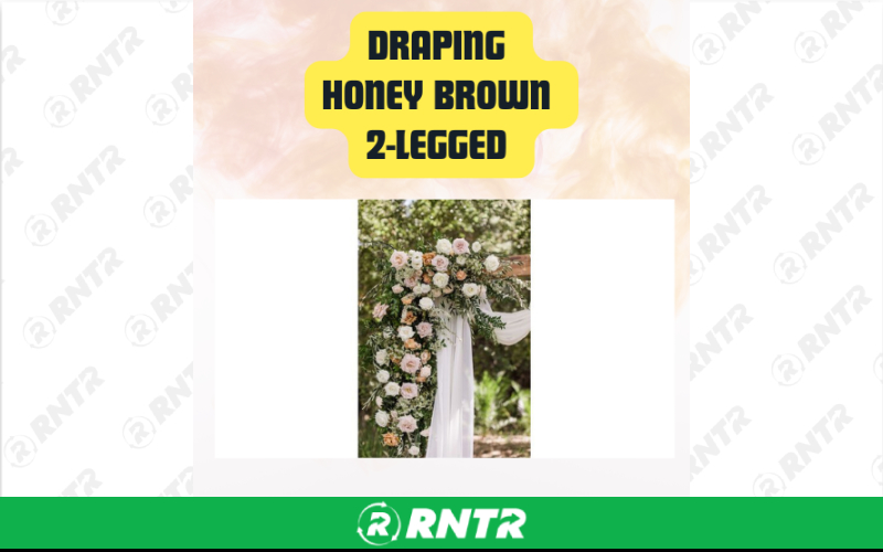 Generic Honey Brown Classic 2-Legged Arch with Ivory Chiffon Draping 8ftH x 6ftW – For rent in San Marcos, California – aras party rentals | RNTR.com – Image 3 of 3