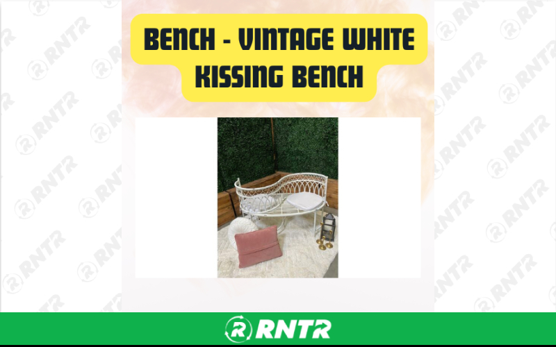 Generic Kissing Bench - Vintage White Metal Rental – For rent in san-marcos, california – aras party rentals | RNTR.com – Image 1