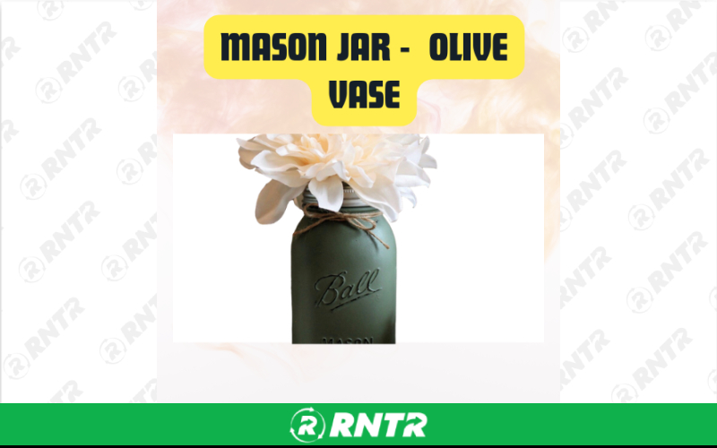 Generic Mason Jar Olive Green Wide Mouth Mason Jar Vase – For rent in san-marcos, california – aras party rentals | RNTR.com – Image 1