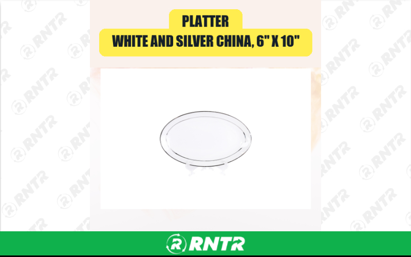 Generic Platter -  White and Silver China -  6 X 10 – For rent in san-marcos, california – aras party rentals | RNTR.com – Image 1
