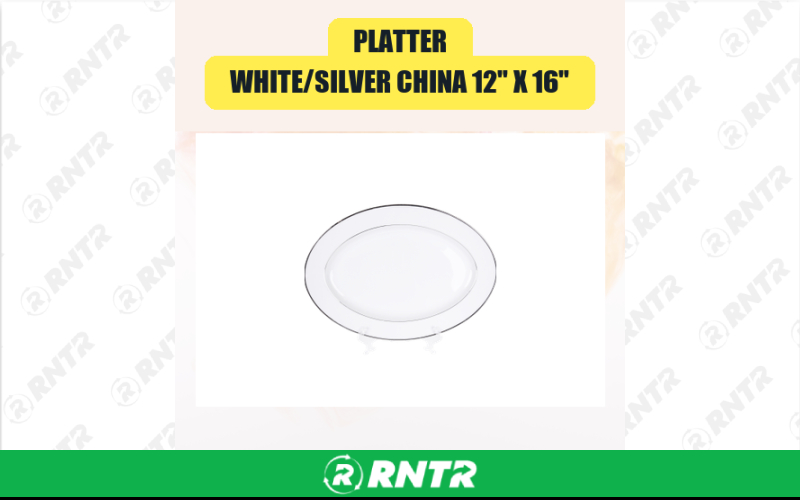 Generic Platter -  White/Silver China 12 X 16 – For rent in san-marcos, california – aras party rentals | RNTR.com – Image 1