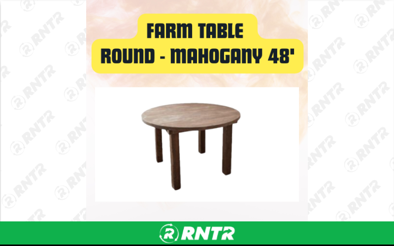 Generic Round Dining Farm Table Mahogany - Wooden Table 48 – For rent in san-marcos, california – aras party rentals | RNTR.com – Image 1