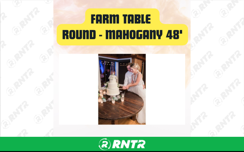 Generic Round Dining Farm Table Mahogany - Wooden Table 48 – For rent in San Marcos, California – aras party rentals | RNTR.com – Image 2 of 2