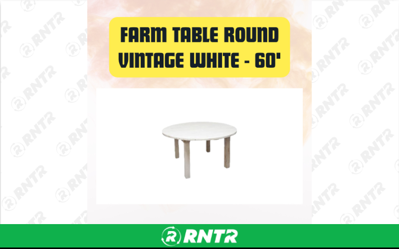 Generic Round Dining Table Farmhouse Wood 60 – For rent in san-marcos, california – aras party rentals | RNTR.com – Image 1