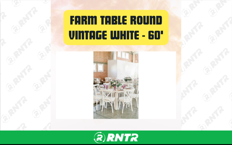 Generic Round Dining Table Farmhouse Wood 60 – For rent in San Marcos, California – aras party rentals | RNTR.com – Image 3 of 3