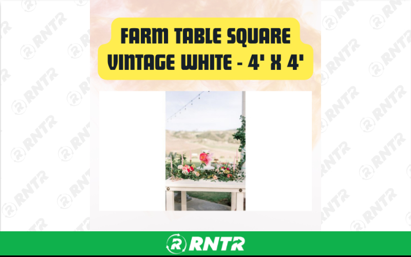 Generic Square Farm Dining Table 4' x 4' – For rent in san-marcos, california – aras party rentals | RNTR.com – Image 1