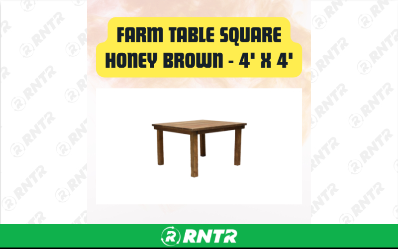 Generic Square Farm Dining Table 4' x 4' – For rent in San Marcos, California – aras party rentals | RNTR.com – Image 2 of 3