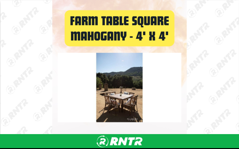 Generic Square Farm Dining Table 4' x 4' – For rent in San Marcos, California – aras party rentals | RNTR.com – Image 3 of 3