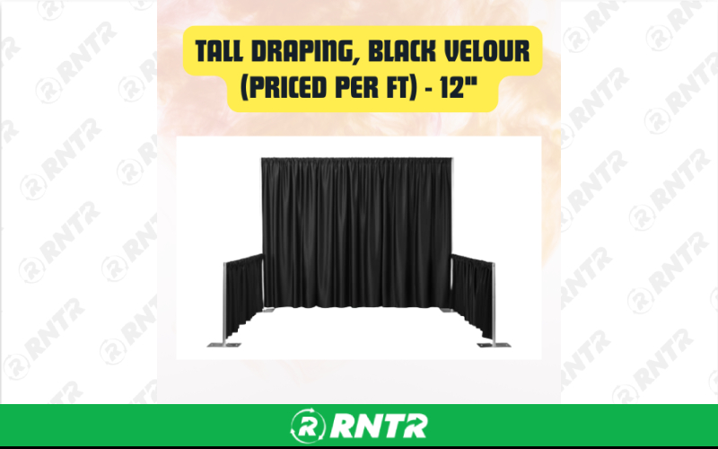 Generic Tall Black Velour Convention Draping Per Foot Rental Event Drapery 12ft – For rent in san-marcos, california – aras party rentals | RNTR.com – Image 1