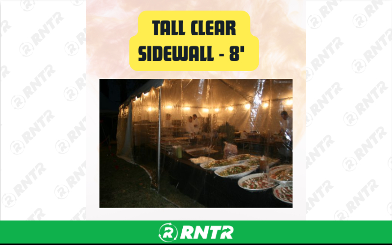 Generic Tall Clear Sidewall - Per Foot Rental - Event Tent Clear Vinyl Sidewall 8' – For rent in san-marcos, california – aras party rentals | RNTR.com – Image 1