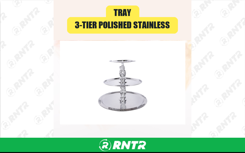 Generic Tray -  3-Tier Polished Stainless – For rent in san-marcos, california – aras party rentals | RNTR.com – Image 1