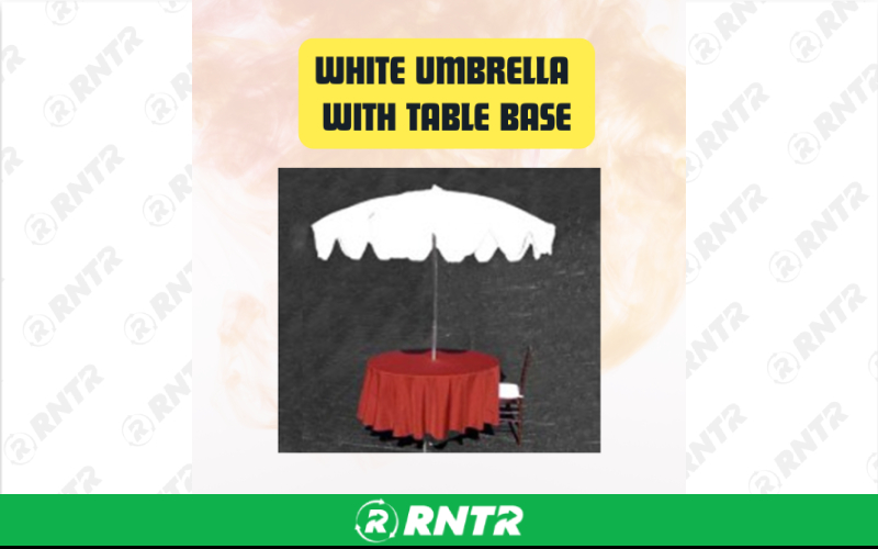 Generic White Patio Umbrella with Table Base 7 – For rent in san-marcos, california – aras party rentals | RNTR.com – Image 1