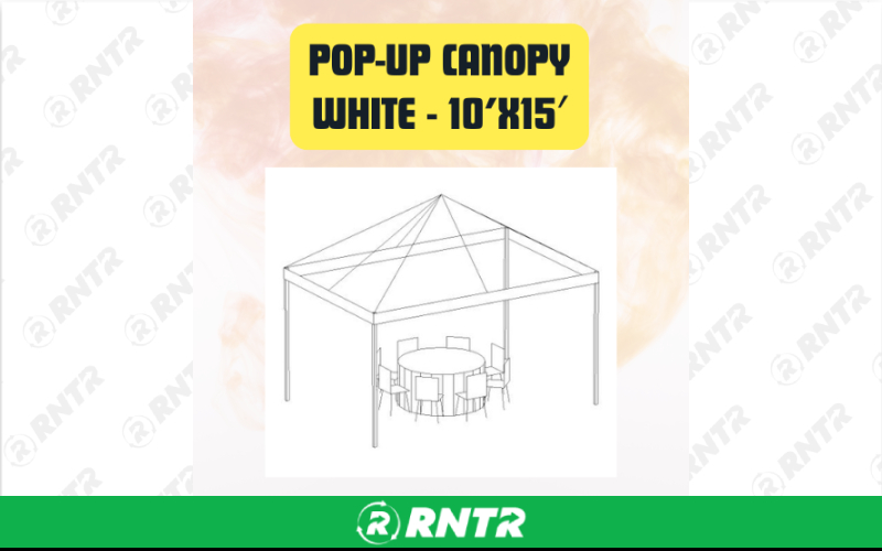 Generic White Vinyl Pop-Up Canopy Tent - Heavy-Duty Outdoor Event Shelter 10ftx15ft – For rent in san-marcos, california – aras party rentals | RNTR.com – Image 1