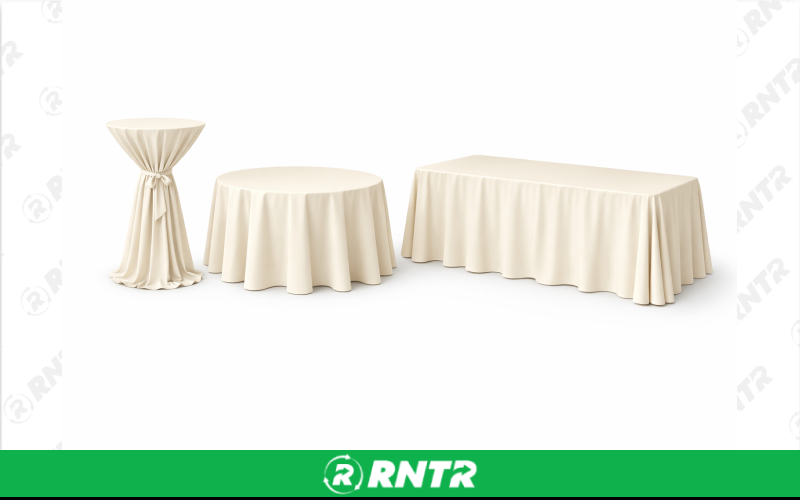 Generic 132 Round Linen w/ Sash - Ivory – For rent in new-braunfels, texas – Hill Country Event Rentals | RNTR.com – Image 1