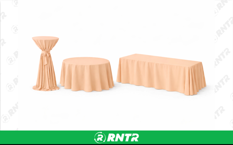 Generic 132 Round Linen w/ Sash - Peach – For rent in new-braunfels, texas – Hill Country Event Rentals | RNTR.com – Image 1