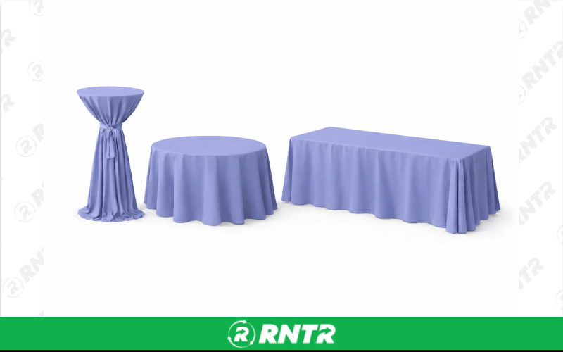 Generic 132 Round Linen w/ Sash - Periwinkle – For rent in new-braunfels, texas – Hill Country Event Rentals | RNTR.com – Image 1