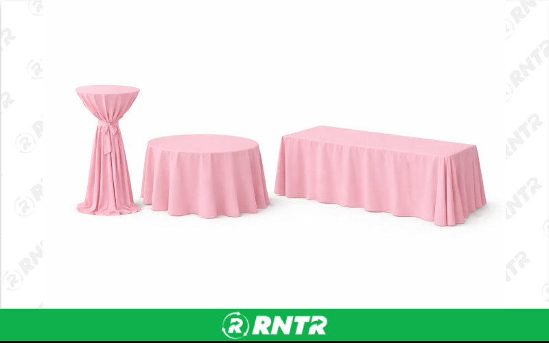 Generic 132 Round Linen w/ Sash - Pink – For rent in new-braunfels, texas – Hill Country Event Rentals | RNTR.com – Image 1