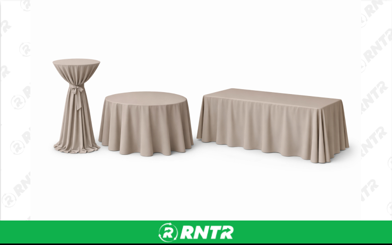 Generic 132 Round Linen w/ Sash - Taupe – For rent in new-braunfels, texas – Hill Country Event Rentals | RNTR.com – Image 1