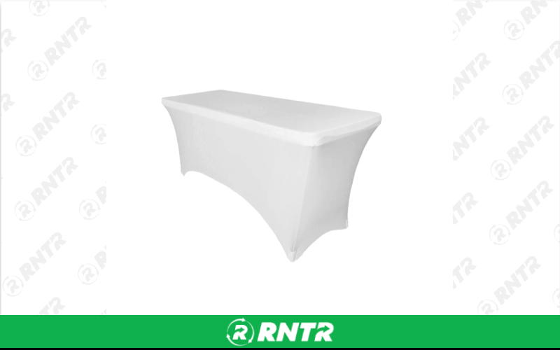 Generic 8' Banquet Spandex Linen - White – For rent in new-braunfels, texas – Hill Country Event Rentals | RNTR.com – Image 1