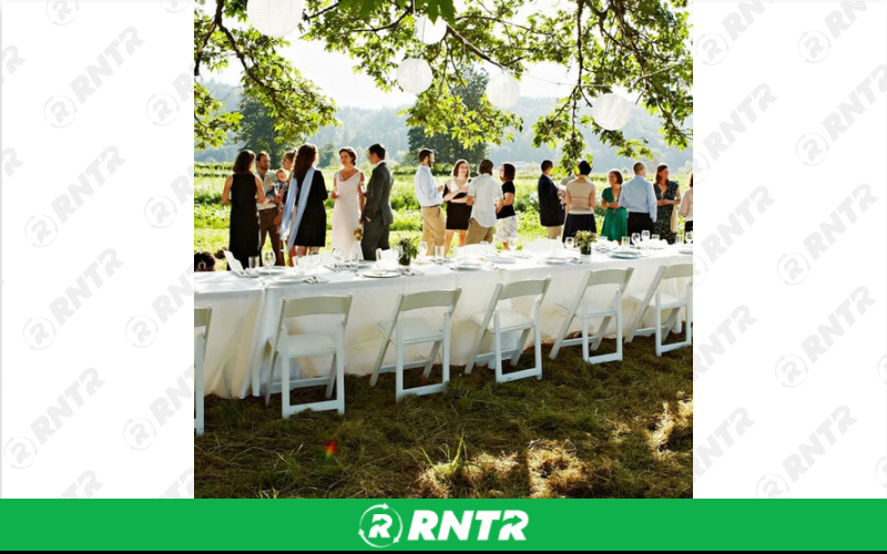 Generic 8' Banquet Table (Wood) – For rent in New Braunfels, Texas – Hill Country Event Rentals | RNTR.com – Image 2 of 3