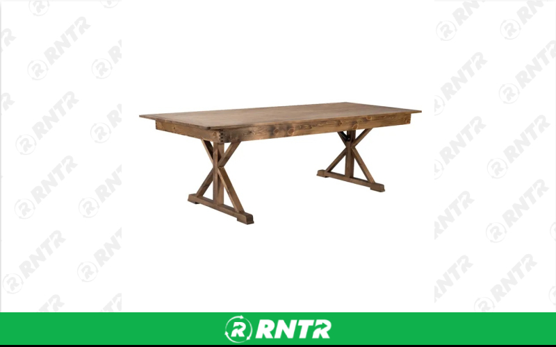 Generic Farmhouse Table (Dark) – For rent in new-braunfels, texas – Hill Country Event Rentals | RNTR.com – Image 1