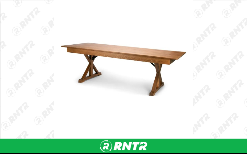 Generic Farmhouse Table (Light) – For rent in new-braunfels, texas – Hill Country Event Rentals | RNTR.com – Image 1