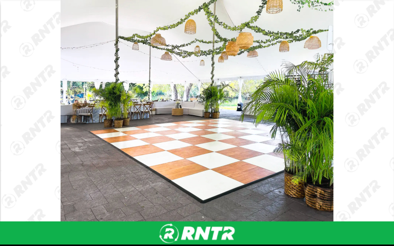 Generic Maple & White Checkered Dance Floor - 15' x 15' – For rent in New Braunfels, Texas – Hill Country Event Rentals | RNTR.com – Image 2 of 3