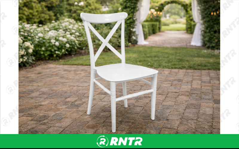 Generic White Cross Back Chair – For rent in new-braunfels, texas – Hill Country Event Rentals | RNTR.com – Image 1